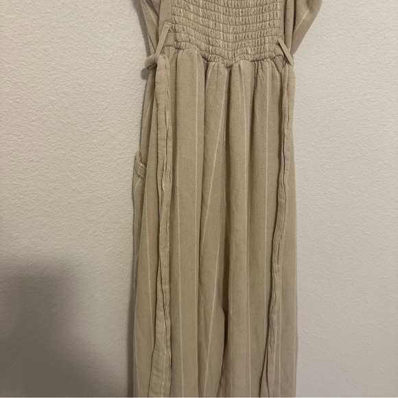 American Eagle Striped Wide Leg Jumpsuit Linen Blend Cream White Size S Women’s - Picture 9 of 12